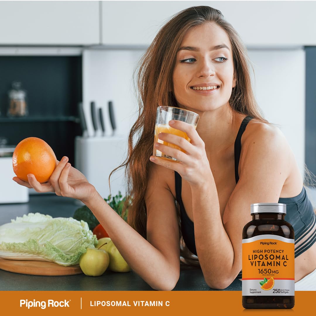 Piping Rock Vitamin C Liposomal Softgels with measuring spoon
