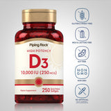 Piping Rock Vitamin D3 10,000 IU softgels packaging