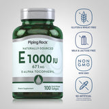 Piping Rock Vitamin E Softgels back view with ingredient list
