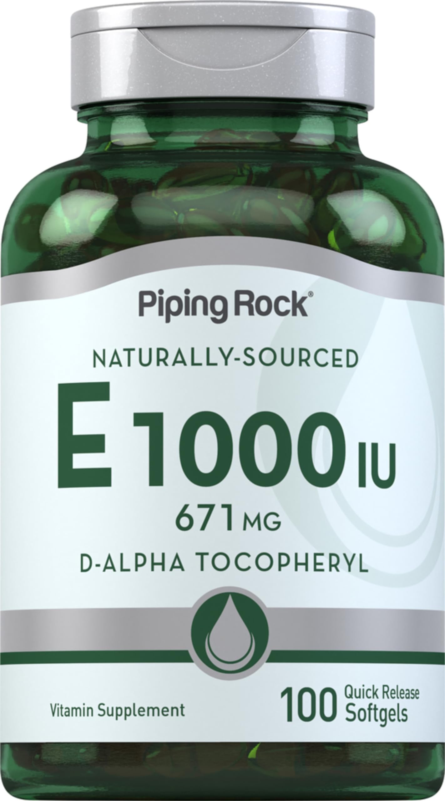 Piping Rock Vitamin E Softgels front view packaging
