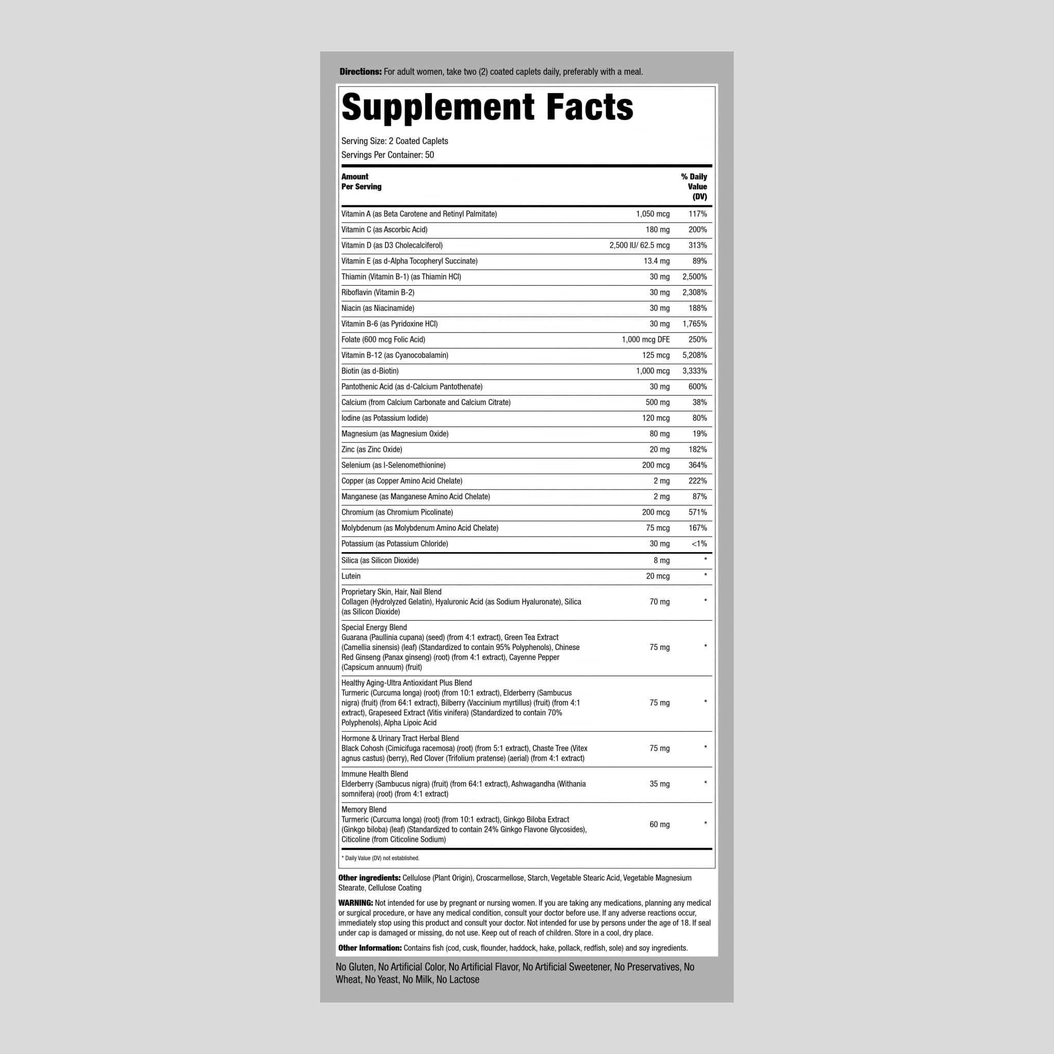 Piping Rock Women's Multivitamins packaging side view