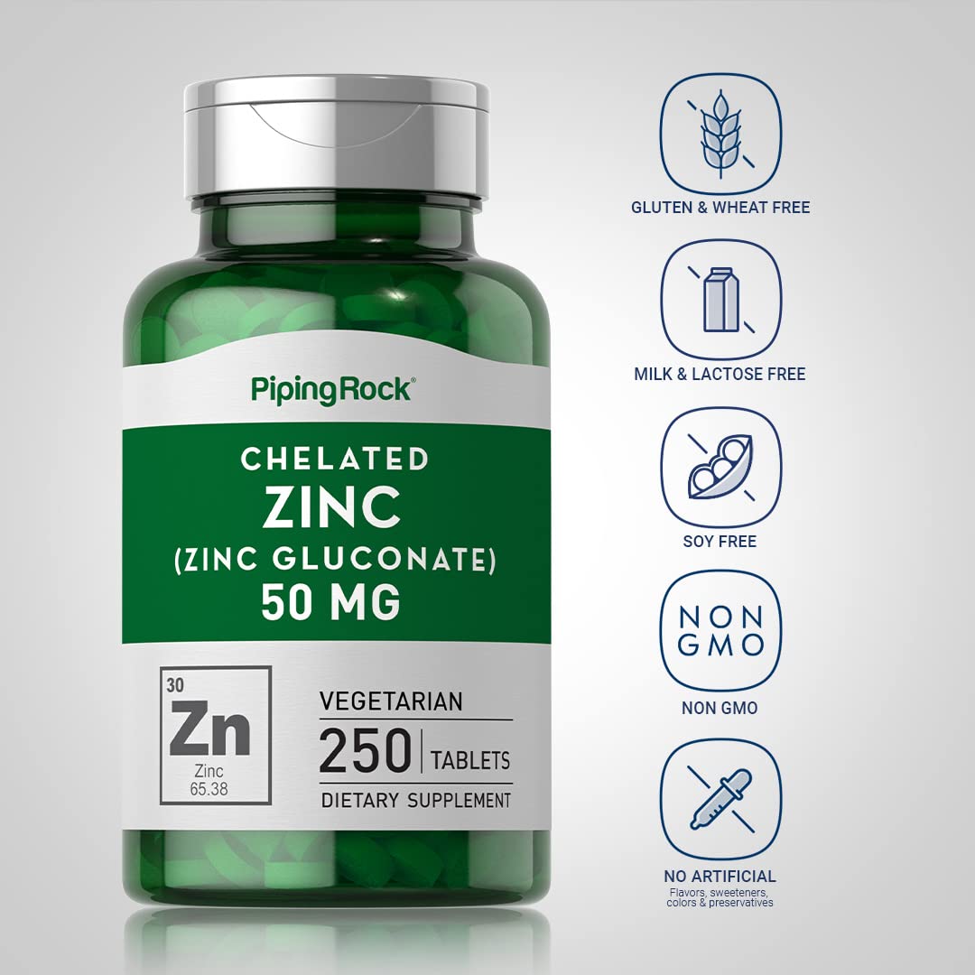 Piping Rock Zinc Chelated 141g capsules in a clear container