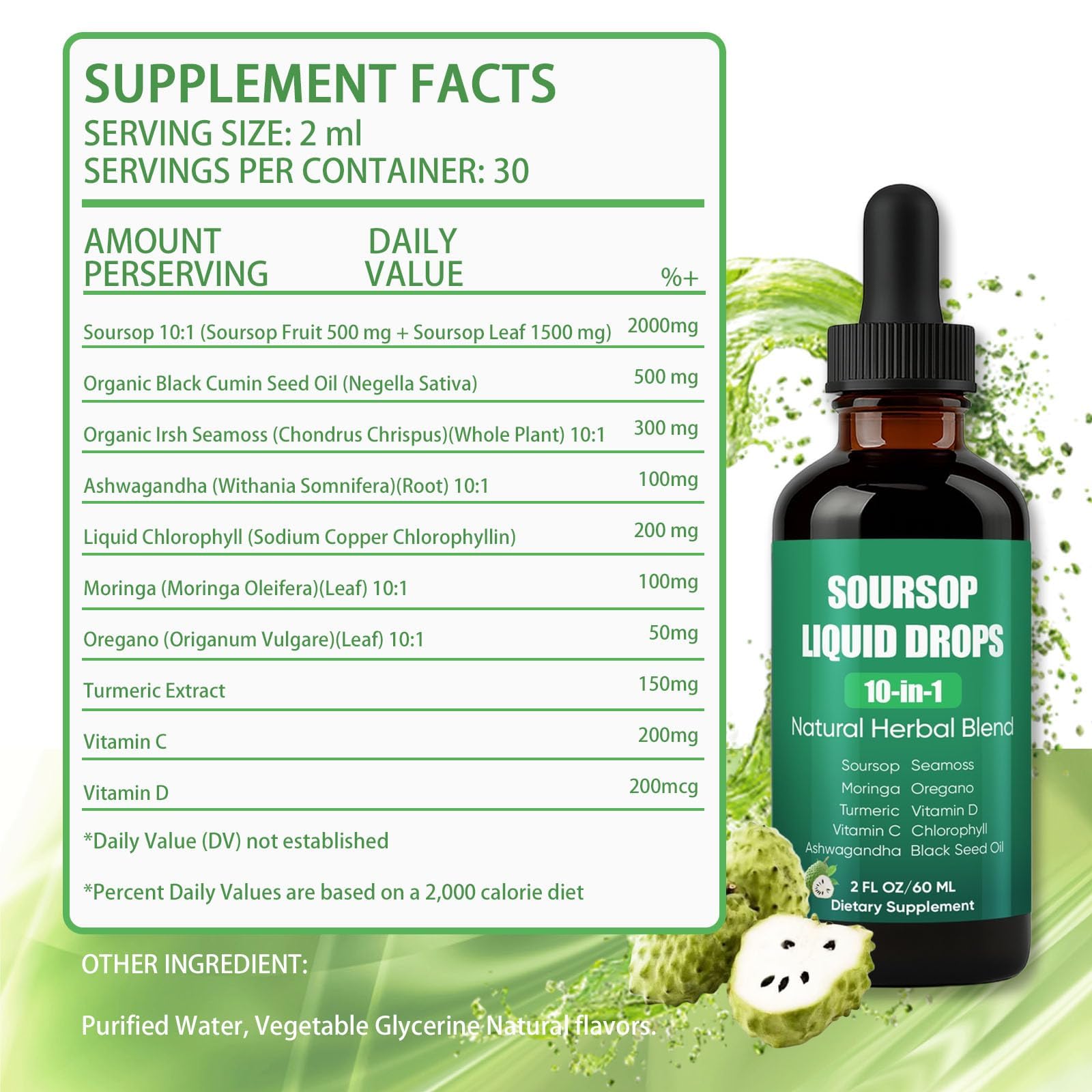 PIRTA 10-in-1 Soursop Extract Drops 60ml on a wooden table