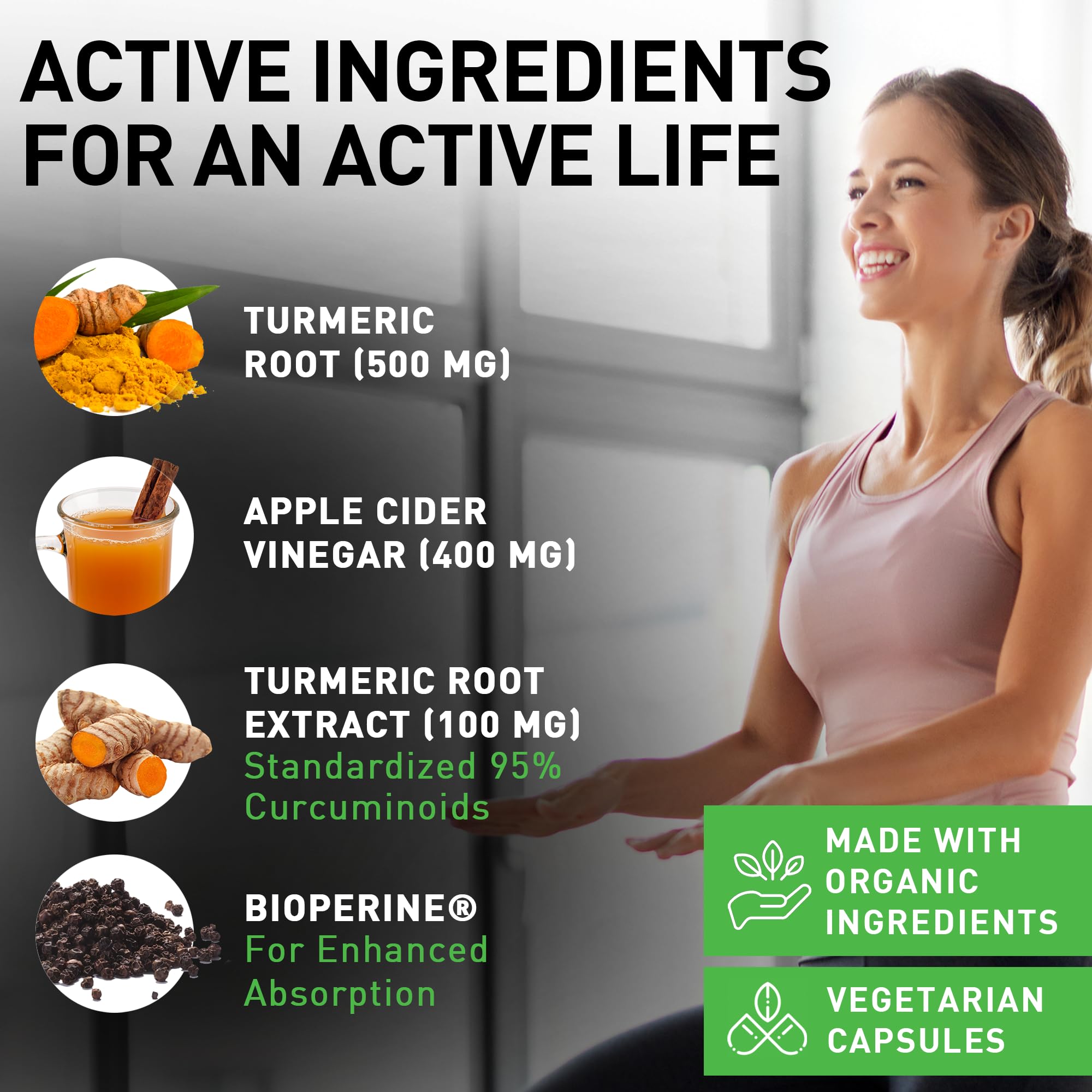 PIUS NATURE Turmeric Ginger Apple Cider Vinegar capsule side view