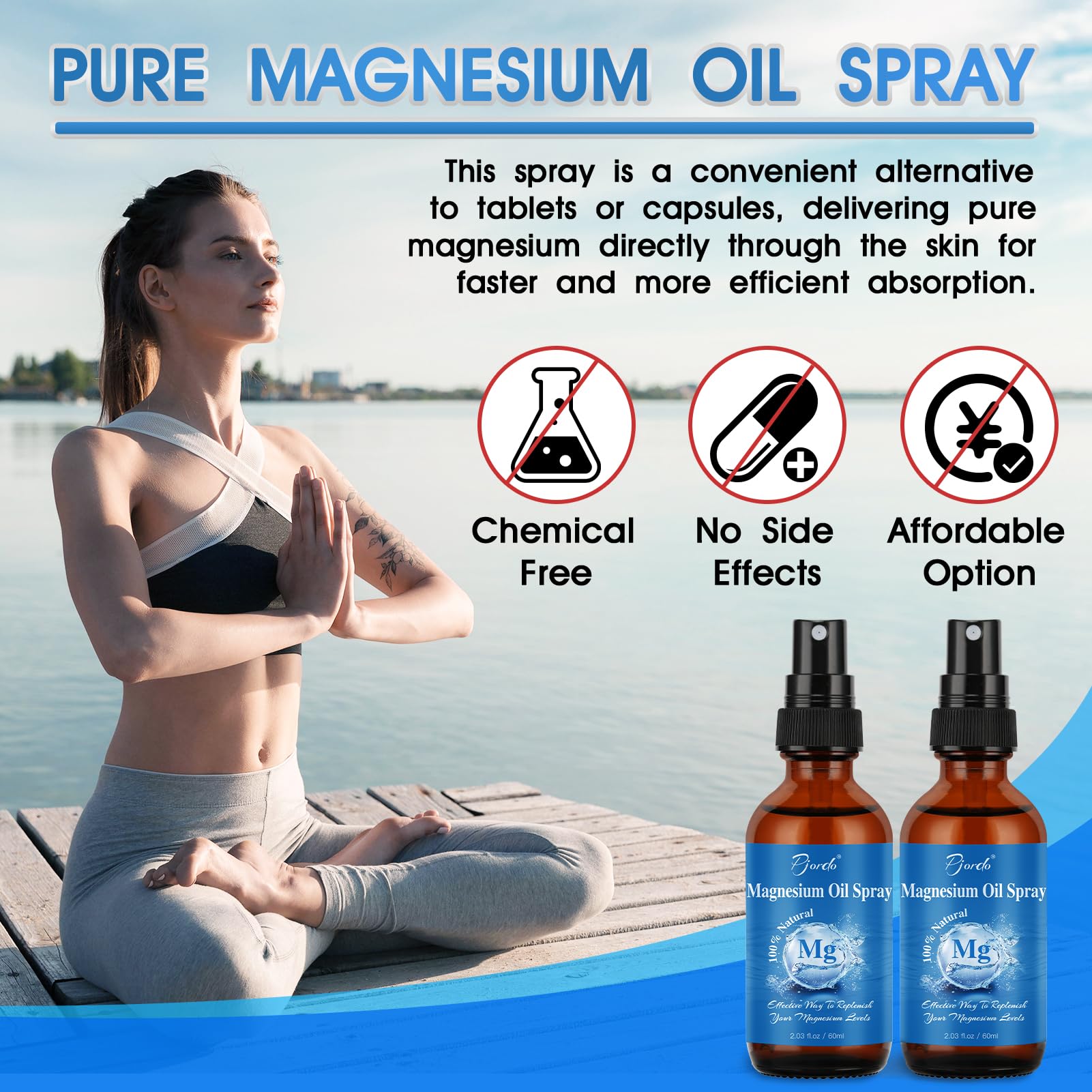 Pjordo Magnesium Oil Spray with natural ingredients background