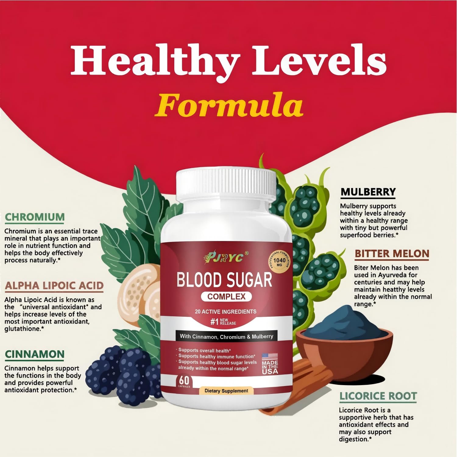 PJRYC Cinnamon Blood Sugar Complex capsules close-up