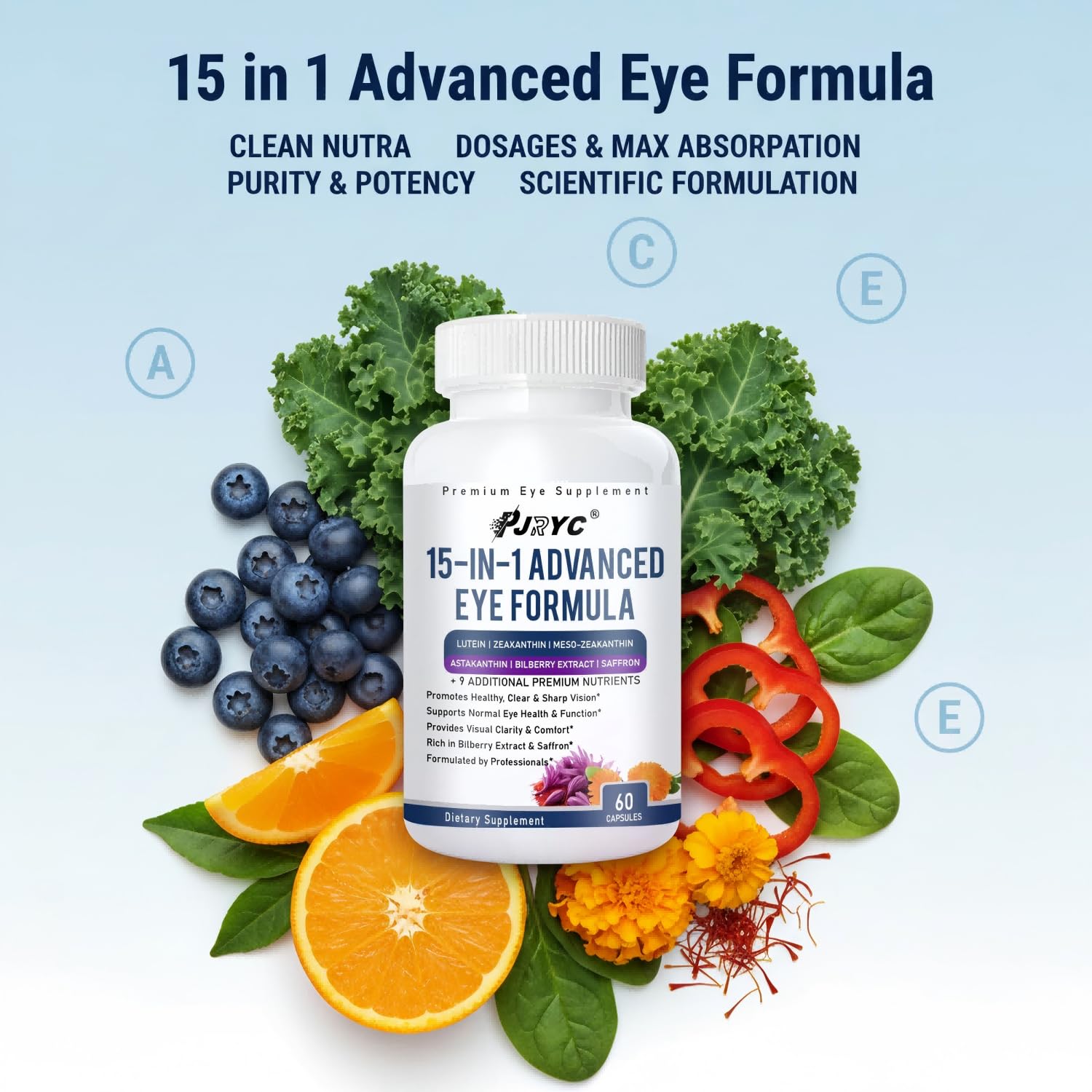 PJRYC Neurobella Eye Formula 15-in-1 supplement side view