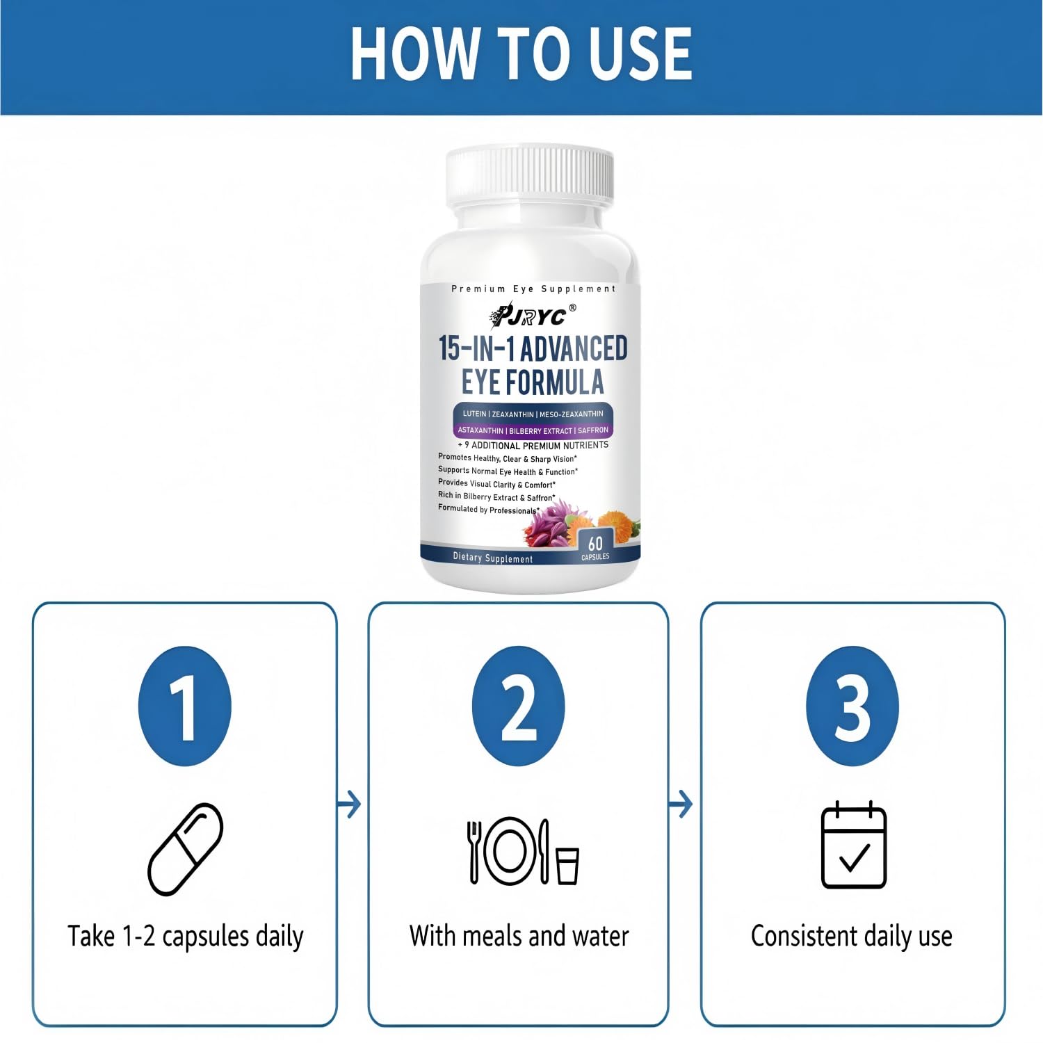 PJRYC Neurobella Eye Formula 15-in-1 supplement with ingredients