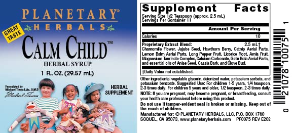 Planetary Herbals Calm Child syrup being poured into a spoon