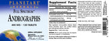 Planetary Herbals Full Spectrum Andrographis 27g capsule ingredients list
