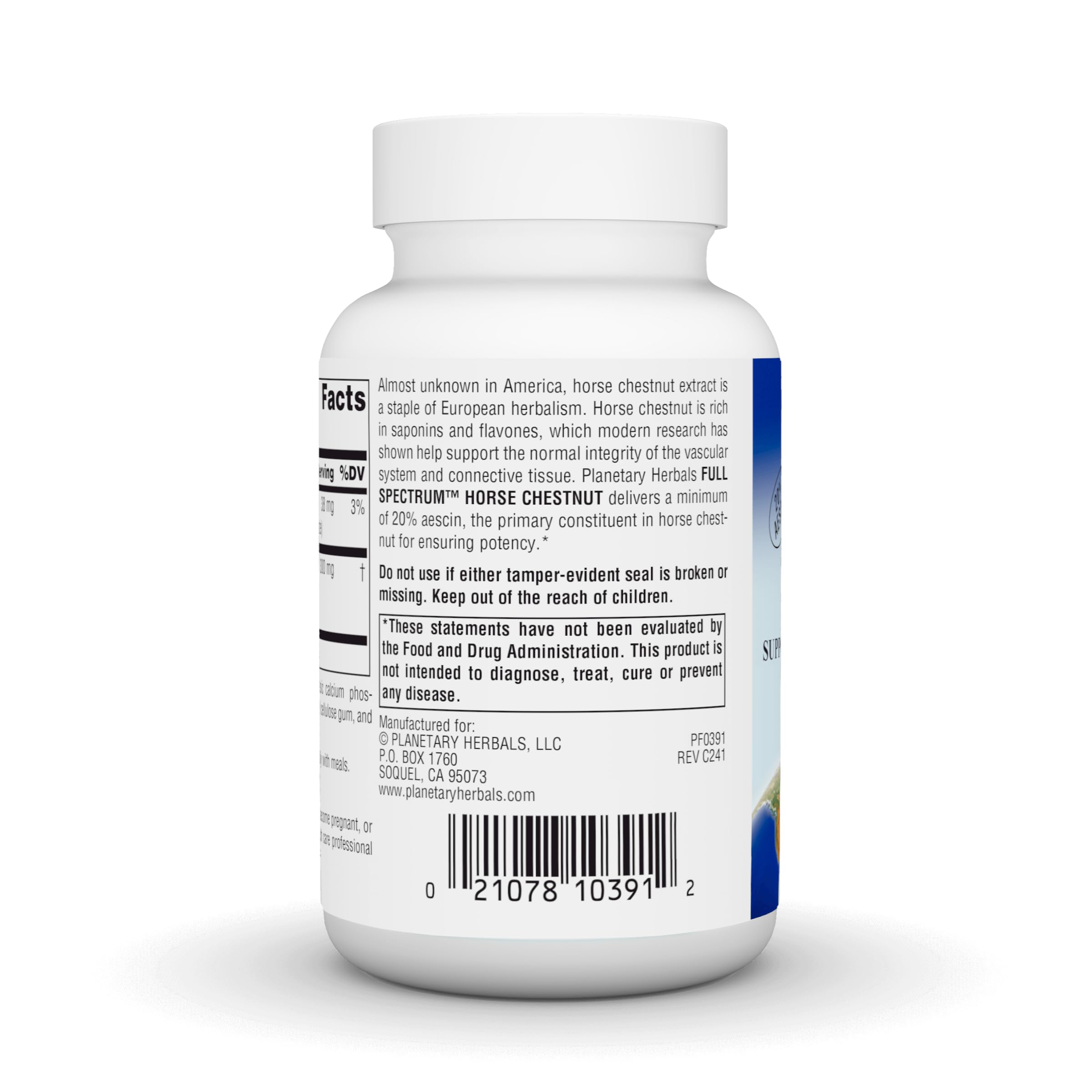 Planetary Herbals Full Spectrum Horse Chestnut 300mg supplement side view