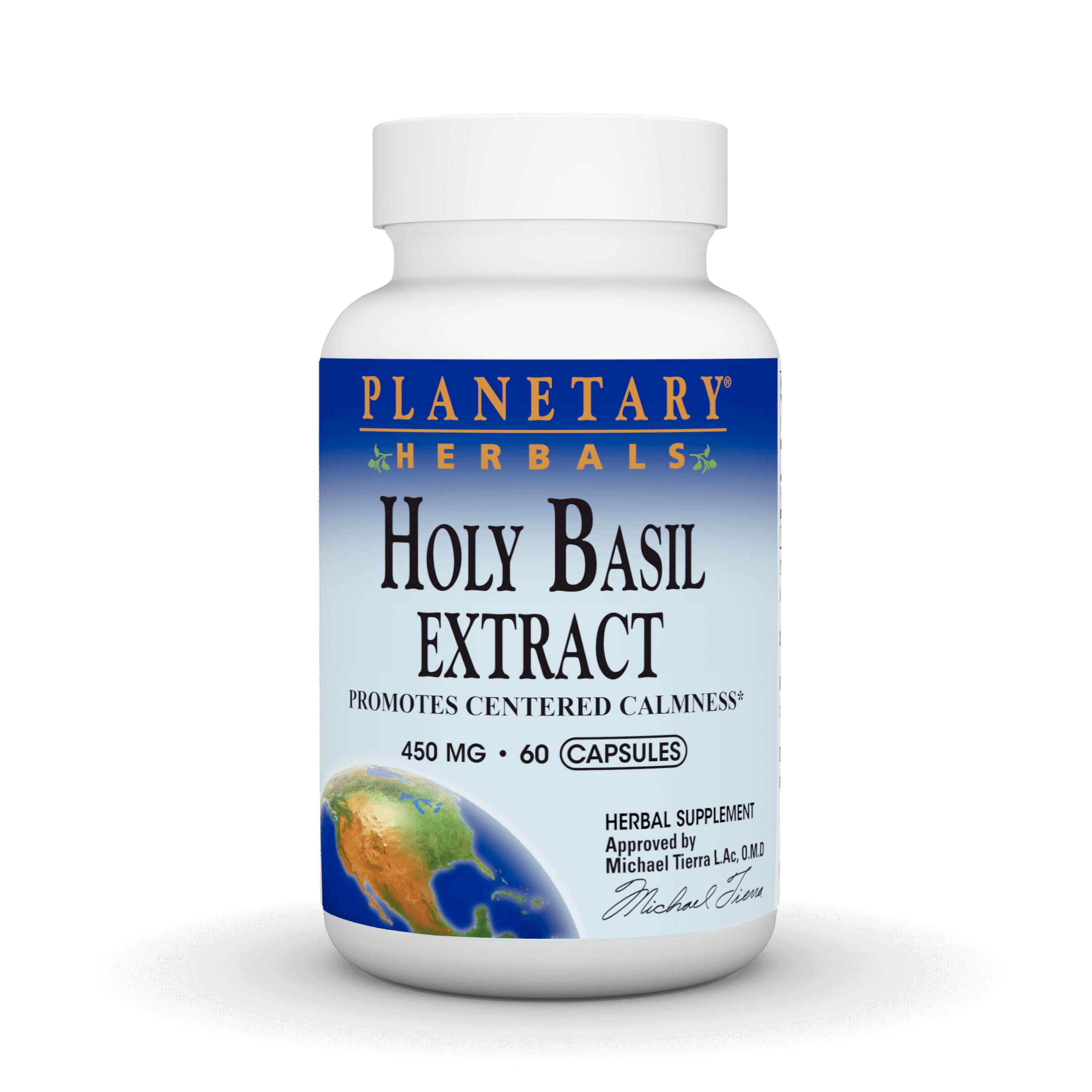 Planetary Herbals Holy Basil Extract 450mg Capsules front view