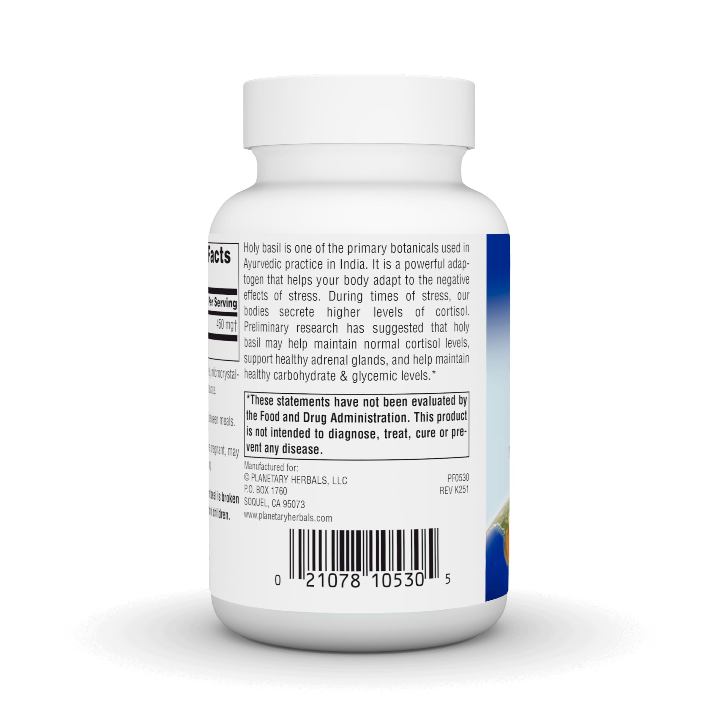 Planetary Herbals Holy Basil Extract 450mg Capsules packaging