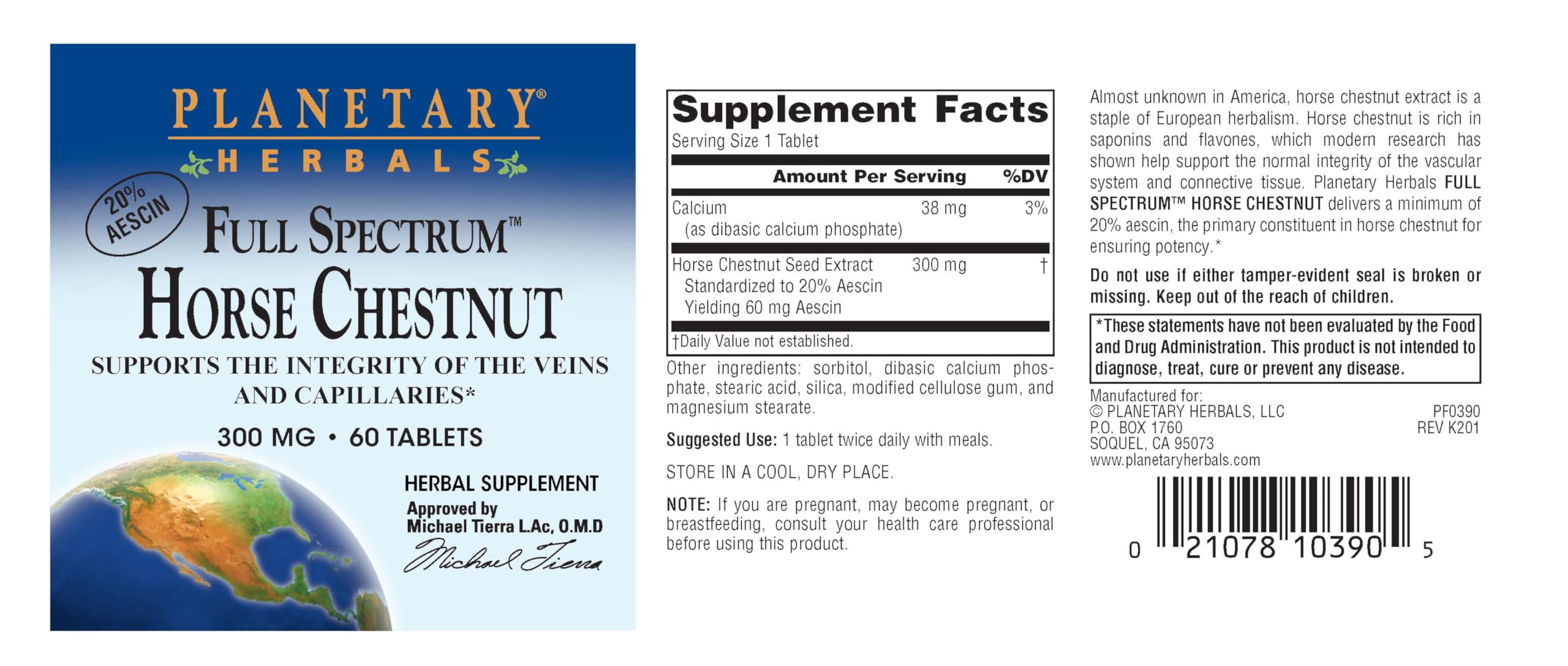 Planetary Herbals Horse Chestnut Full Spectrum 64g capsule close-up