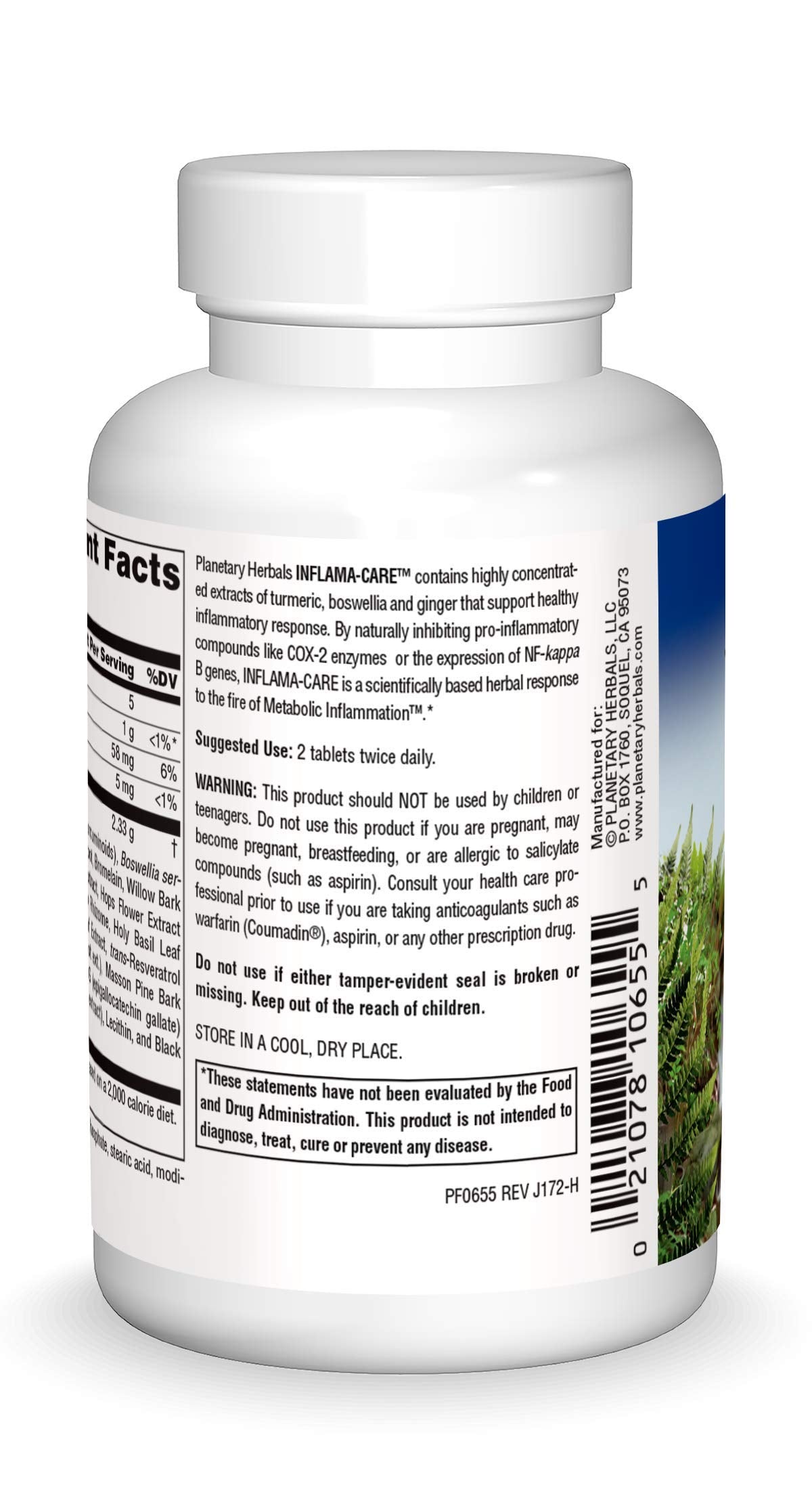 Planetary Herbals INFLAMA-CARE supplement tablets close-up