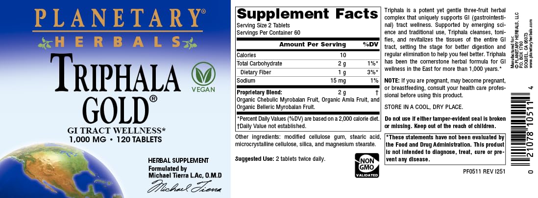 Planetary Herbals Triphala 172g herbal supplement packaging