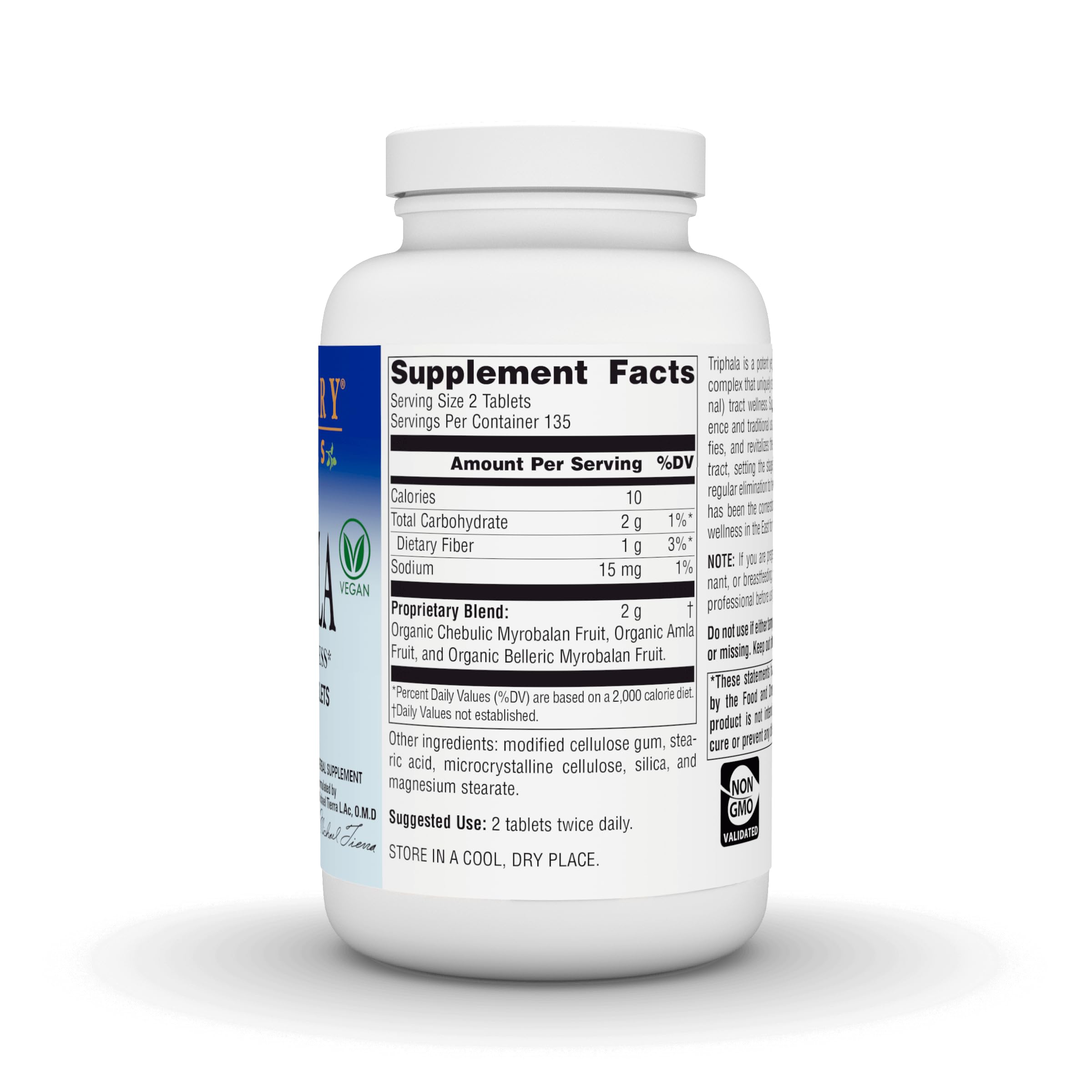 Planetary Herbals Triphala 386g supplement back view