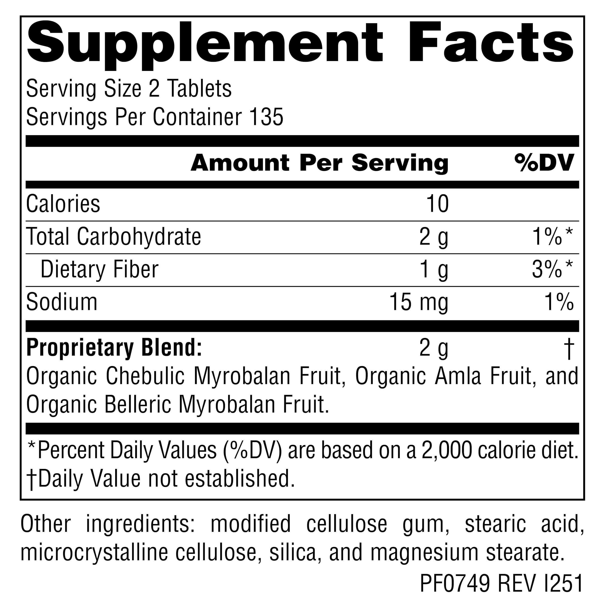 Planetary Herbals Triphala 386g supplement side view