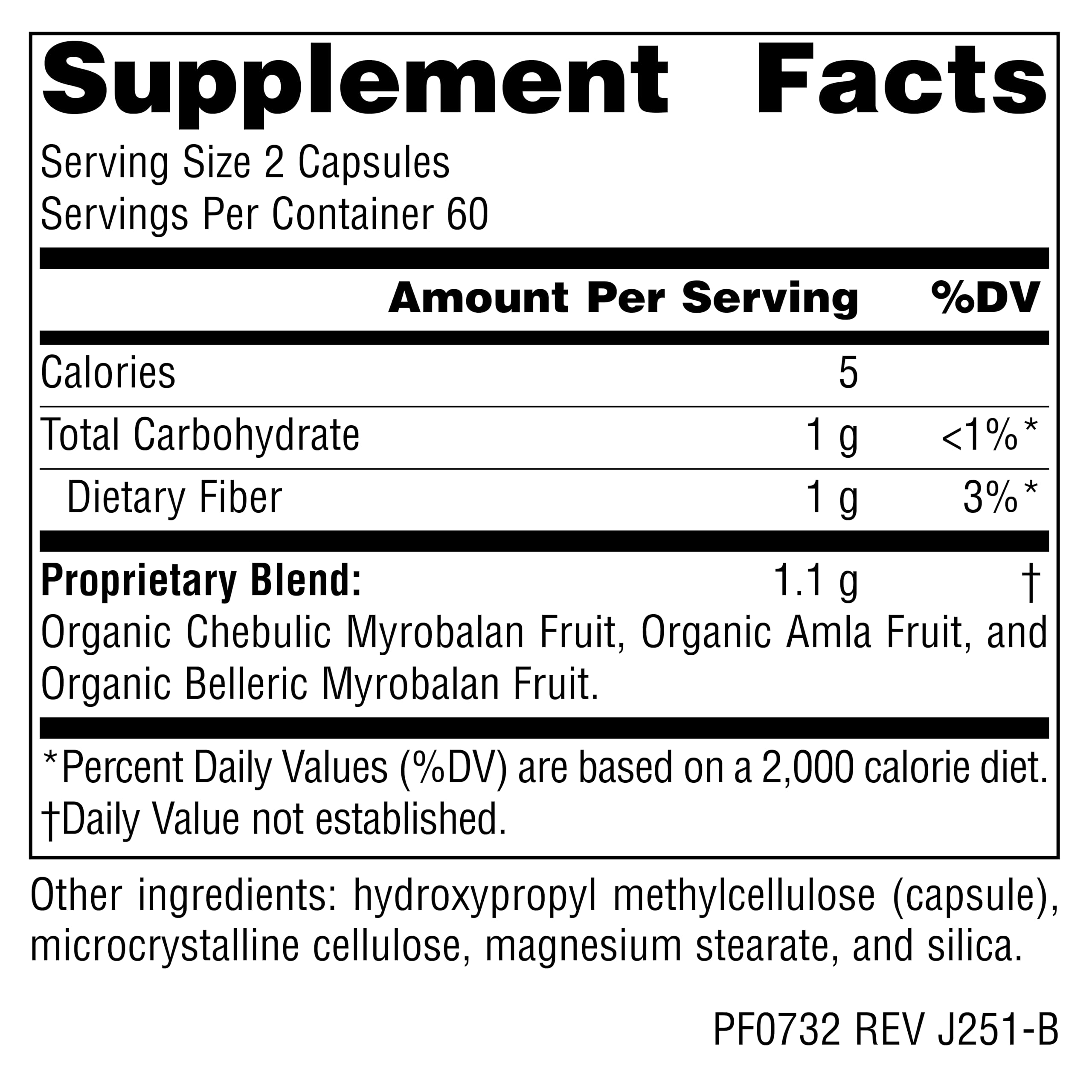 Planetary Herbals Triphala Capsules packaging side view
