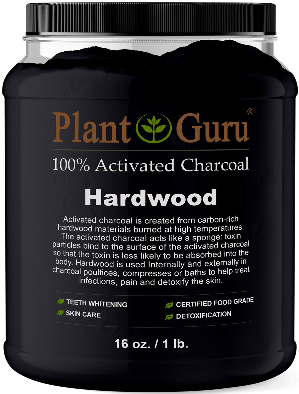 Plant Guru Activated Charcoal Powder 454g front view