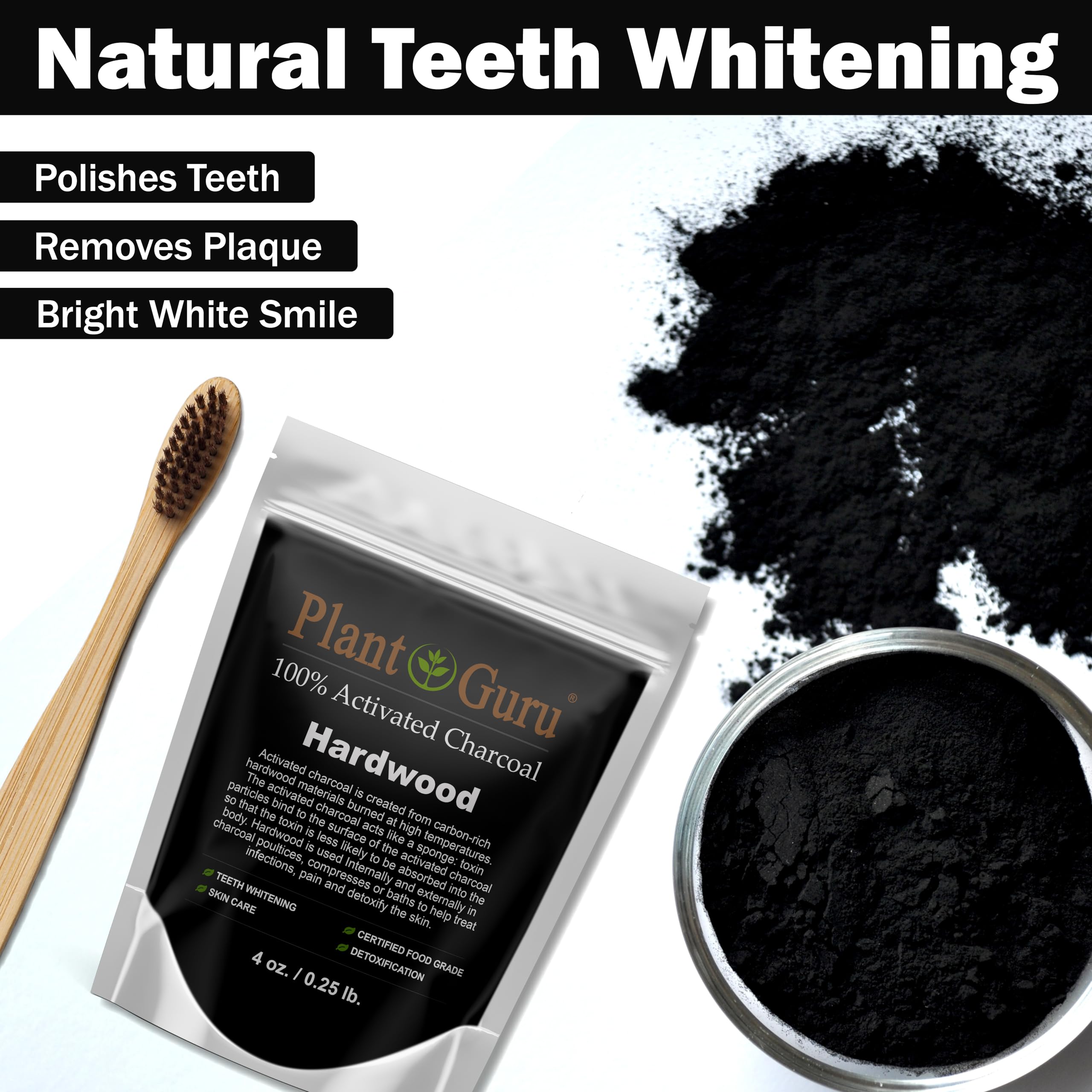Plant Guru Activated Charcoal Powder 454g side view