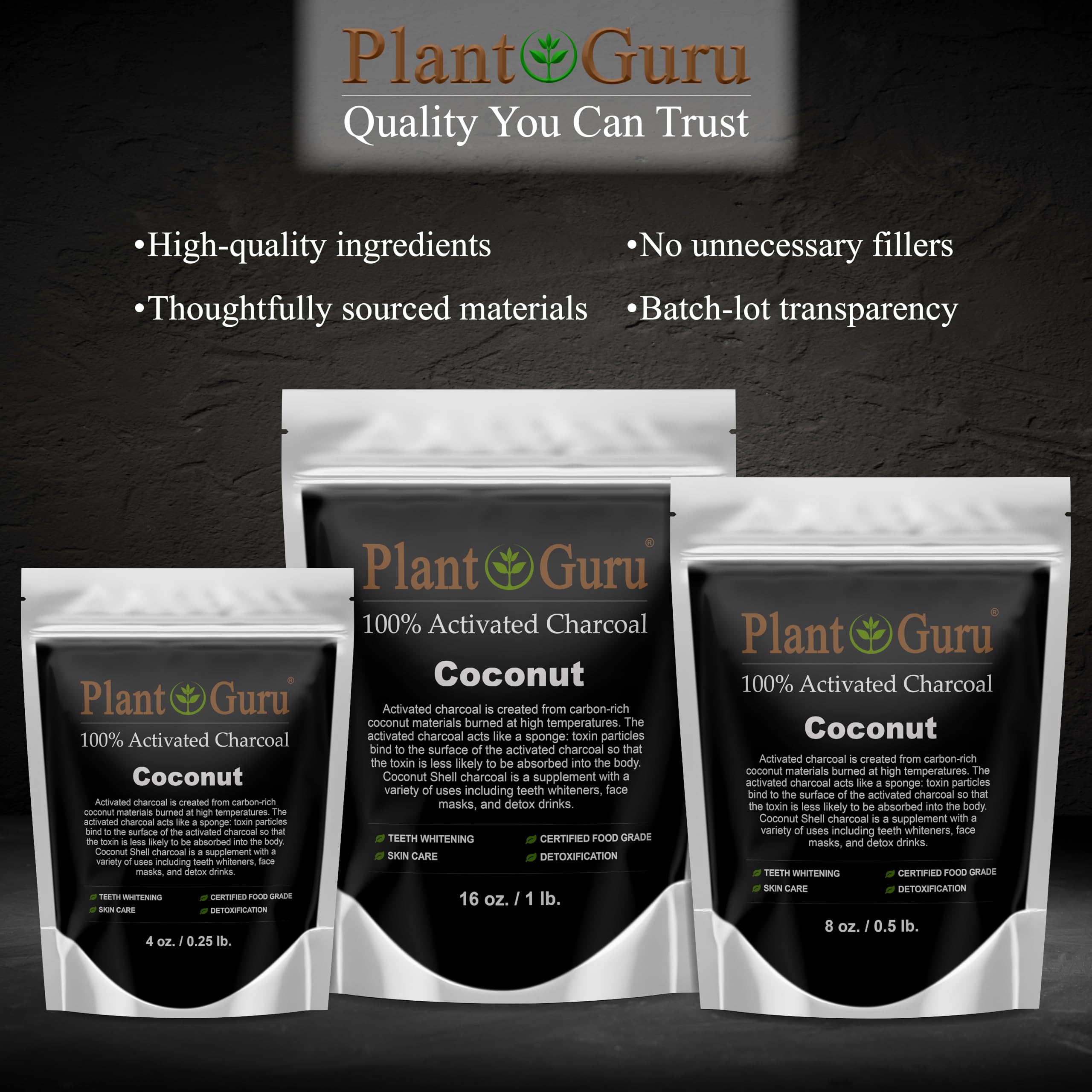 Plant Guru Activated Charcoal Powder back view