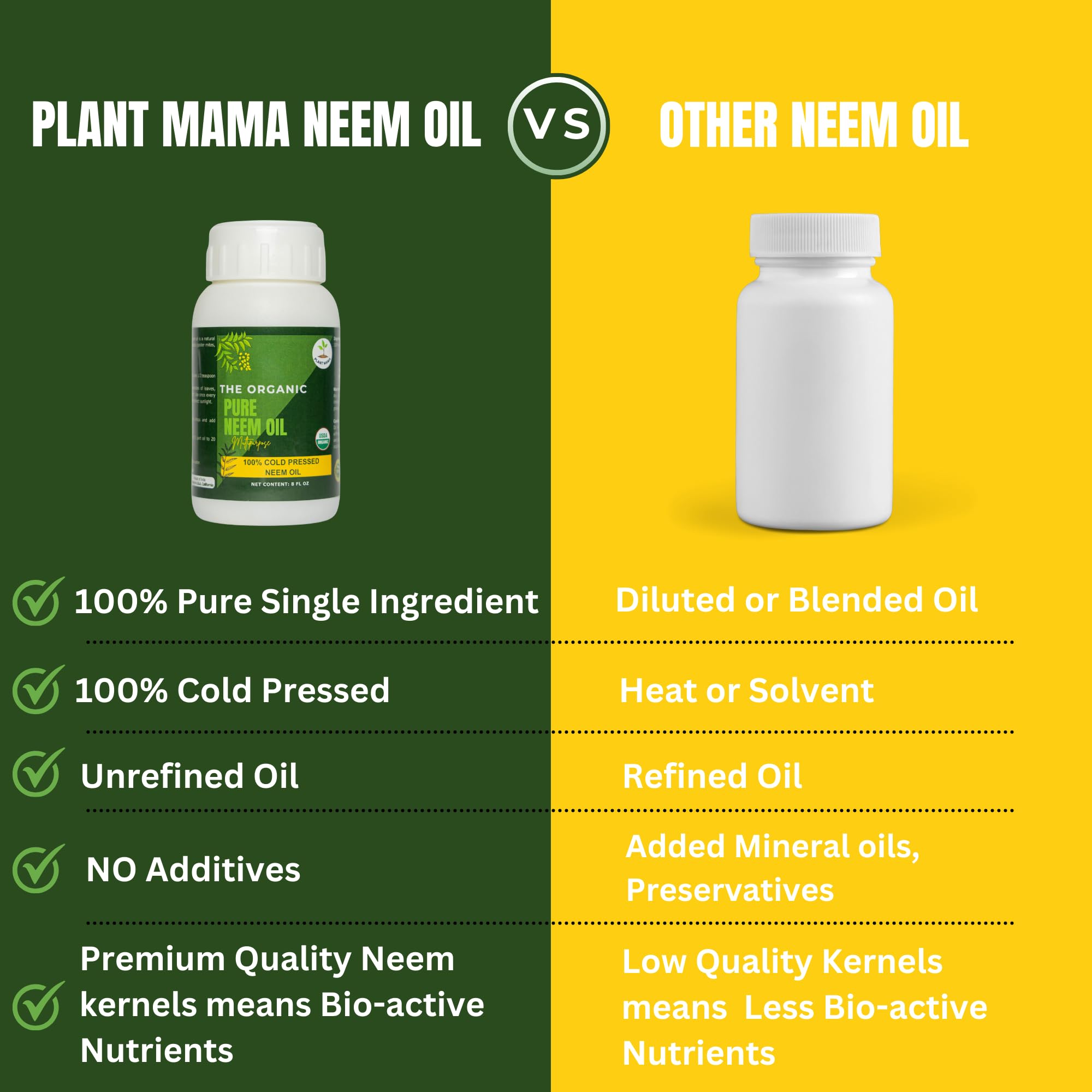 PLANT MAMA Pure Neem Oil 525g close-up of bottle