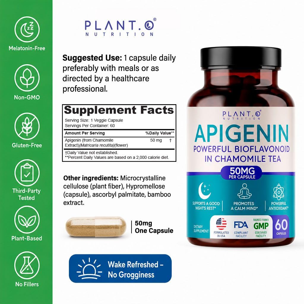 PLANT.O NUTRITION Apigenin 50mg Capsules side view