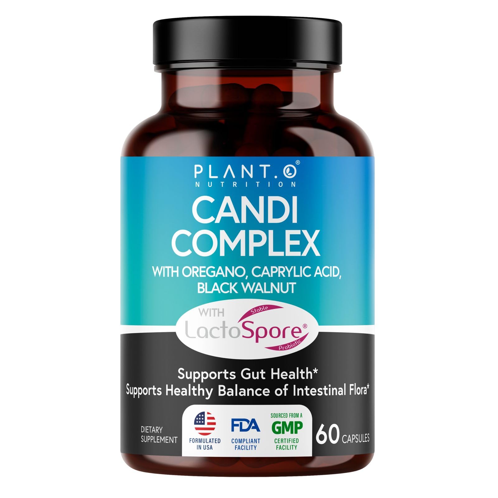 PLANT.O NUTRITION Candida Support Supplement 60 Capsules front view
