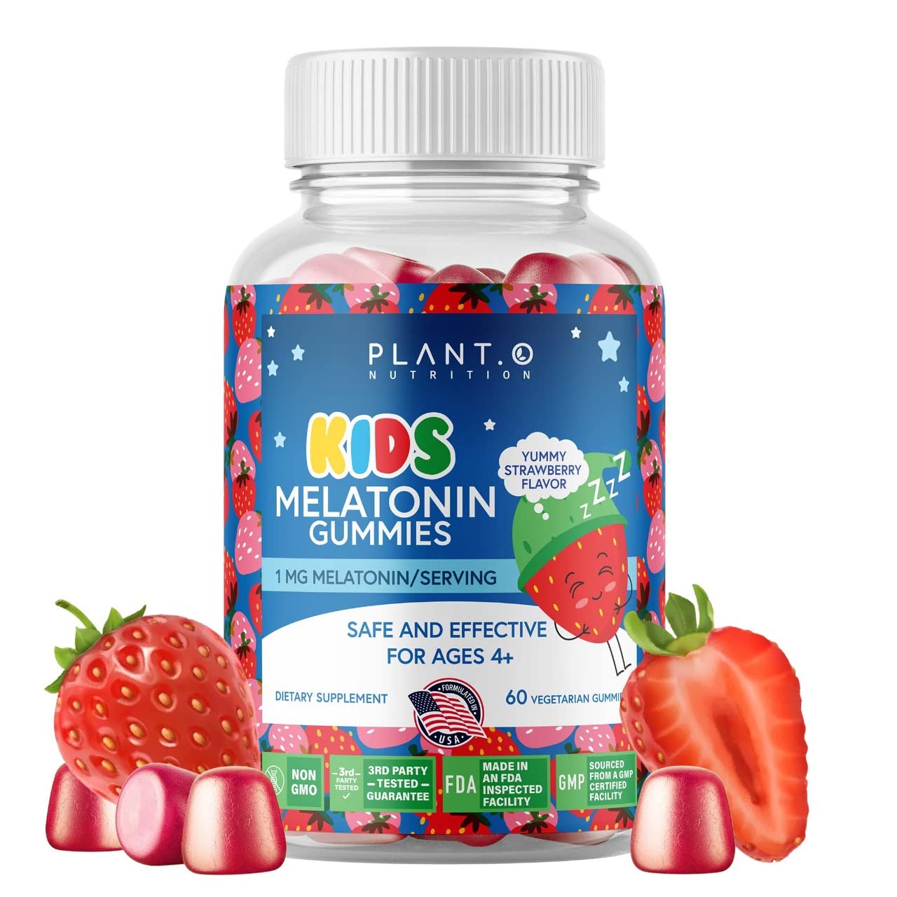 PLANT.O NUTRITION Kids Melatonin Gummies bottle front view
