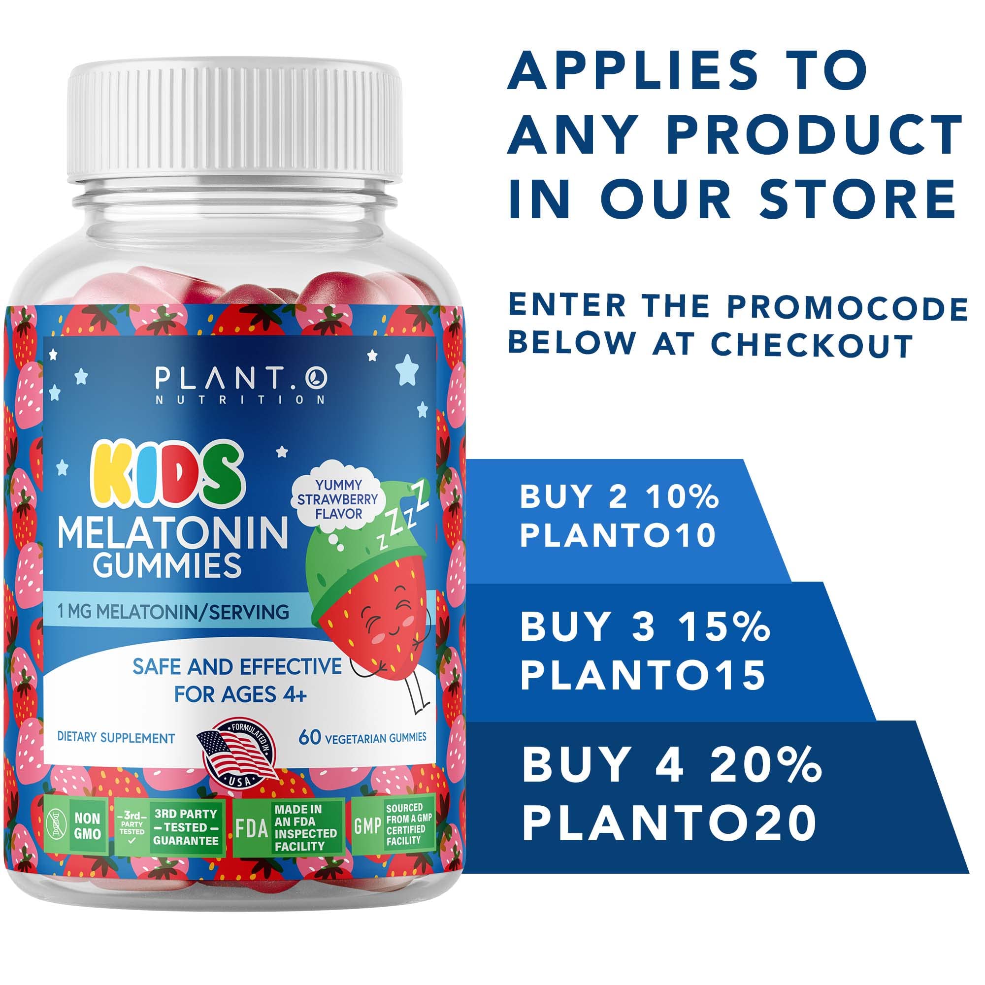 PLANT.O NUTRITION Kids Melatonin Gummies with strawberries