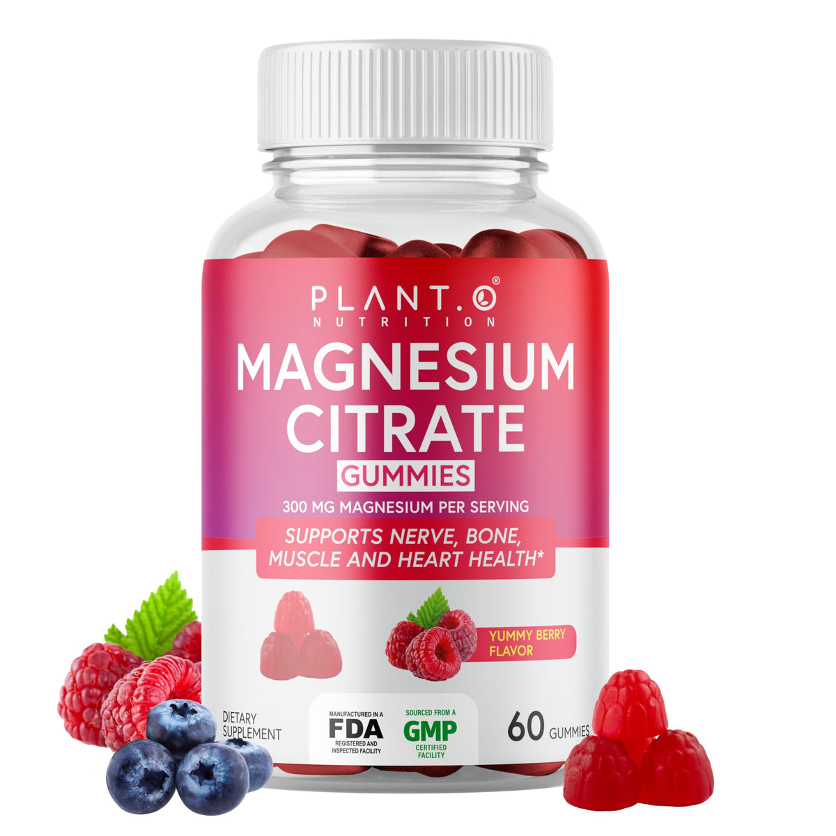 PLANT.O NUTRITION Magnesium Gummies 300mg front view