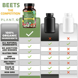 PLANT.O NUTRITION Organic Super Greens Powder Capsules on a wooden table