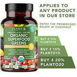 PLANT.O NUTRITION Organic Super Greens Powder Capsules opened bottle