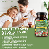 PLANT.O NUTRITION Organic Super Greens Powder Capsules with packaging
