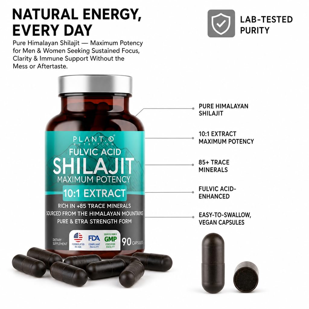 PLANT.O NUTRITION Shilajit Extract Capsules with measuring spoon
