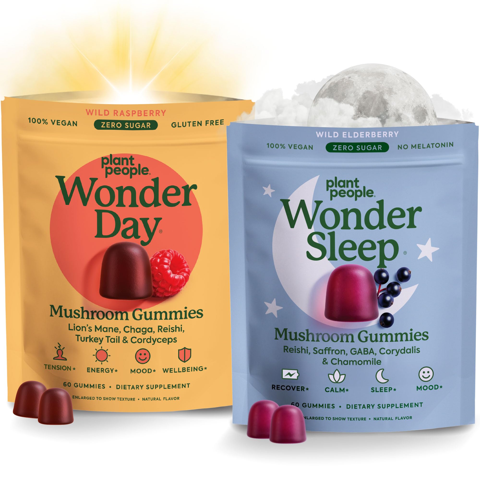 Plant People Day & Night Wellness Bundle front view with two gummy packs