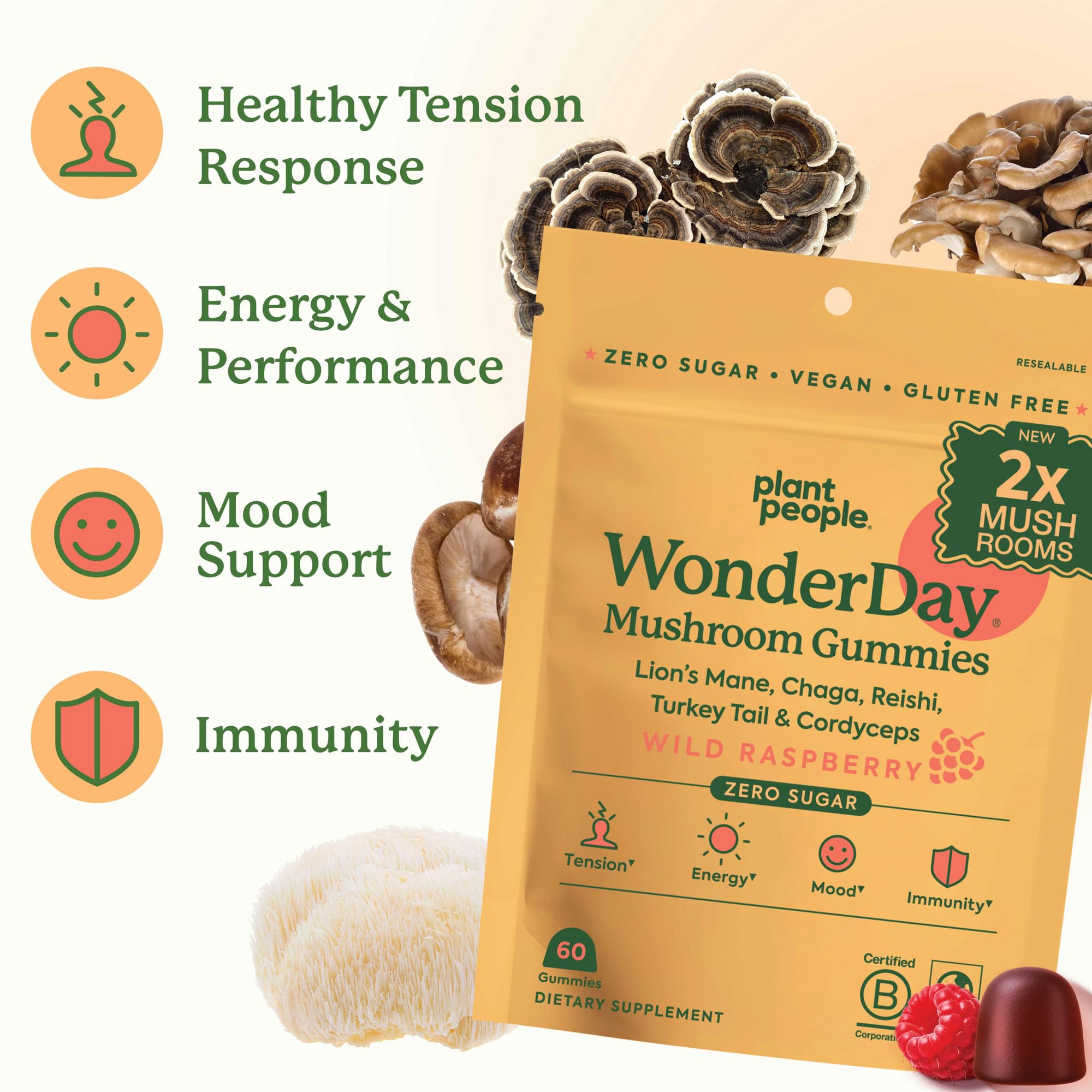 Plant People Mushroom Gummies with a measuring spoon for dosage