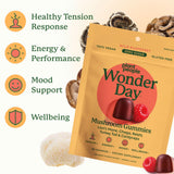 Plant People Wonderday Mushroom Gummies displayed with mushrooms