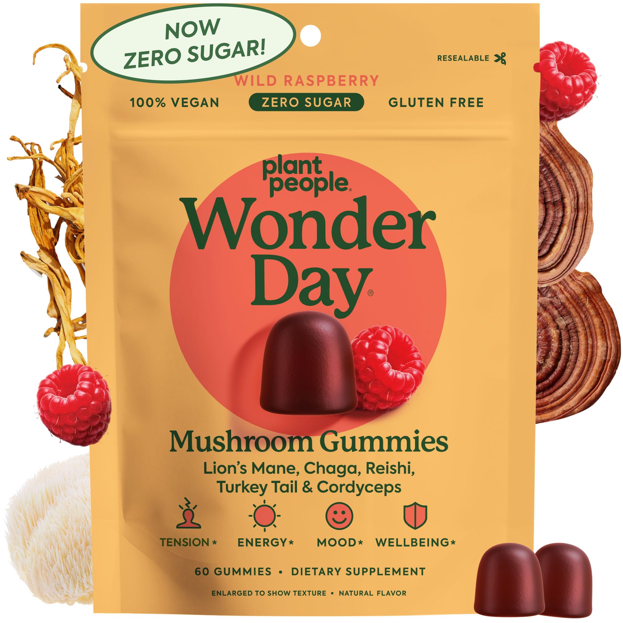 Plant People Wonderday Mushroom Gummies front view with packaging