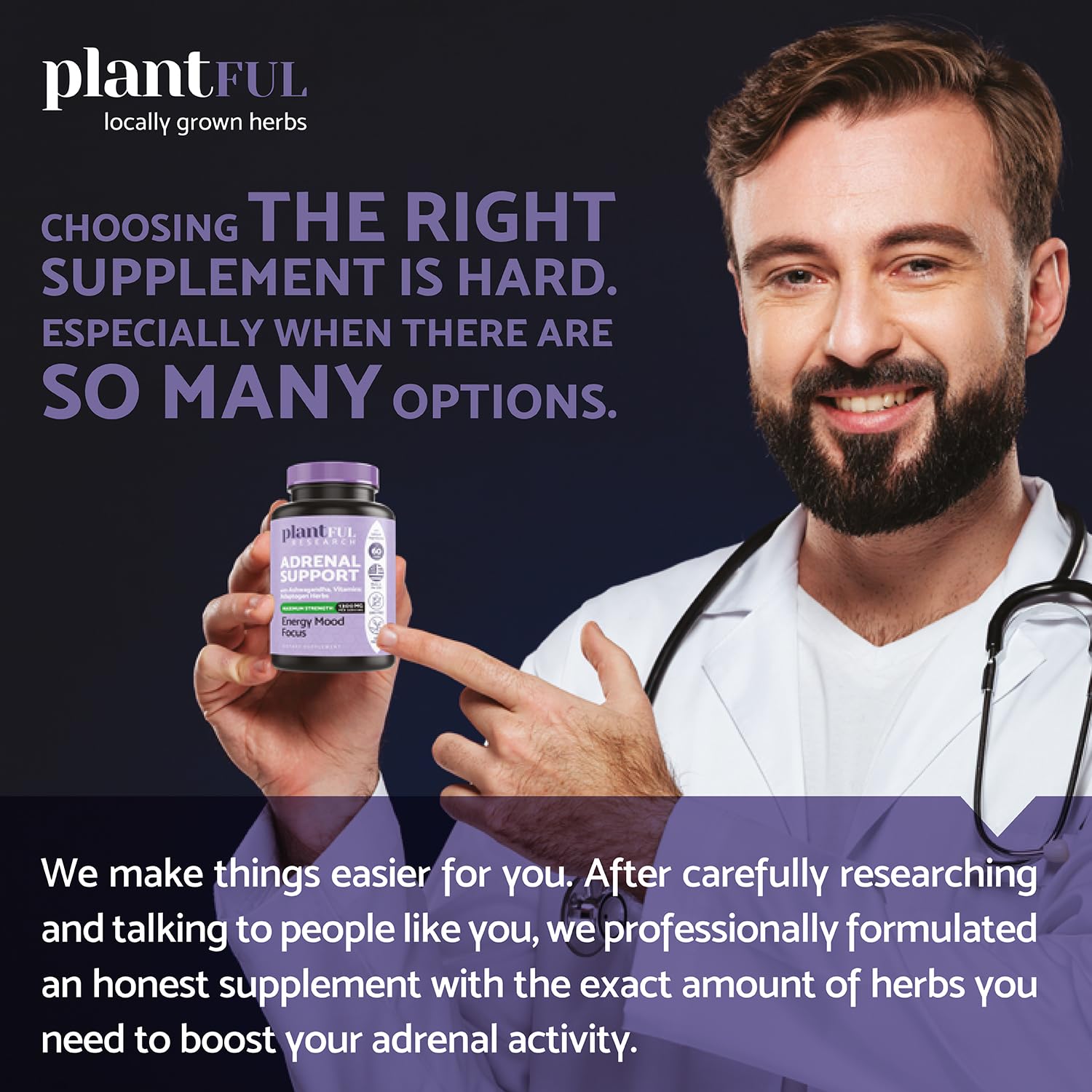 PLANTFUL RESEARCH Adrenal Support Supplement packaging