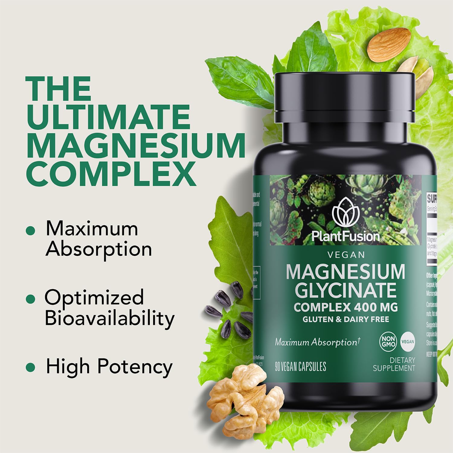 PlantFusion Magnesium Glycinate Complex side view of bottle