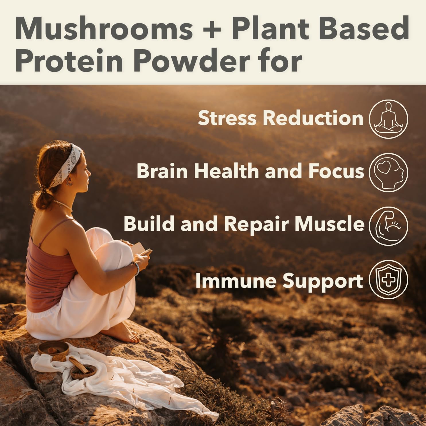 PlantFusion Mushroom Protein Powder mixed in a smoothie