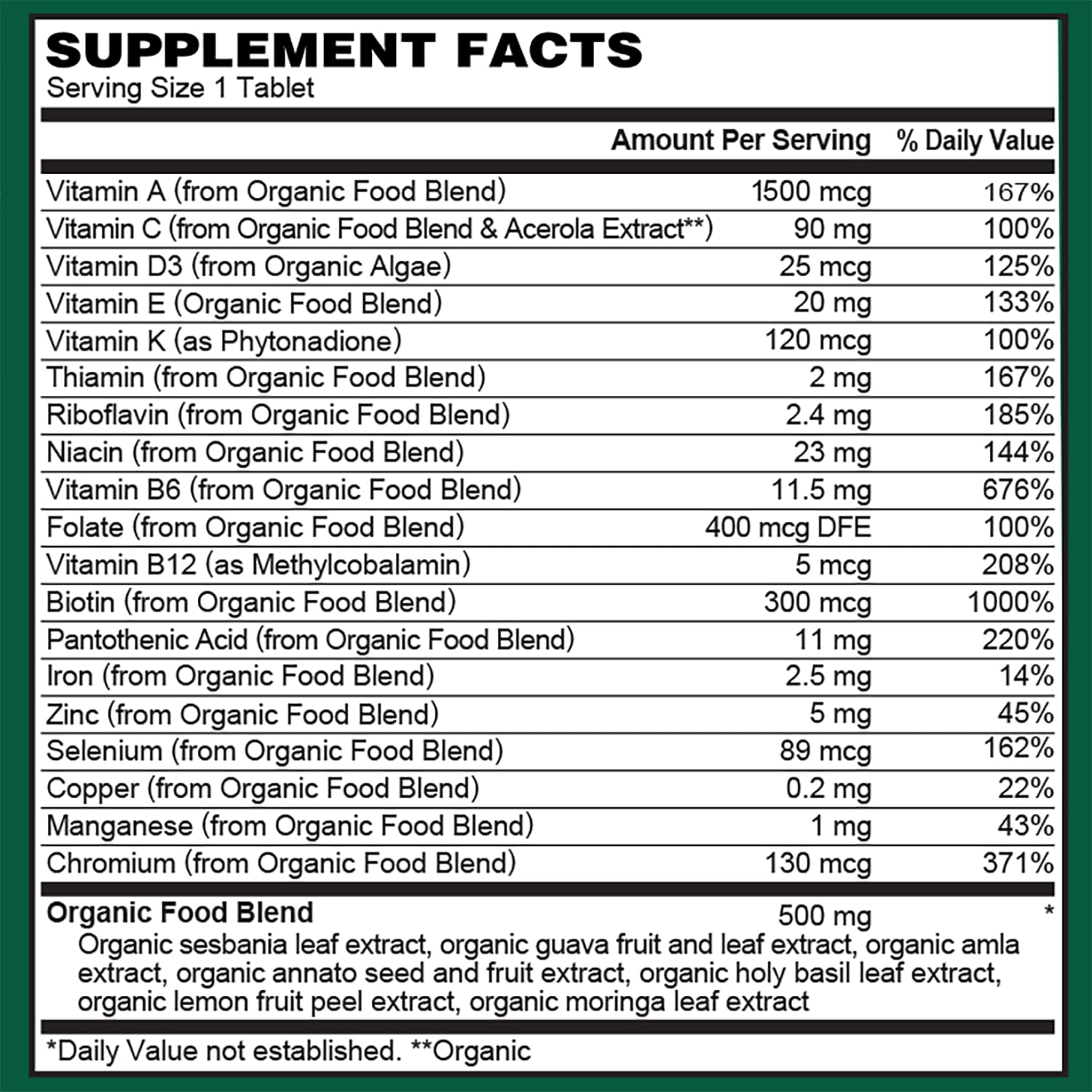 PlantFusion Organic Multivitamin for Women 30 Tablets on a kitchen counter