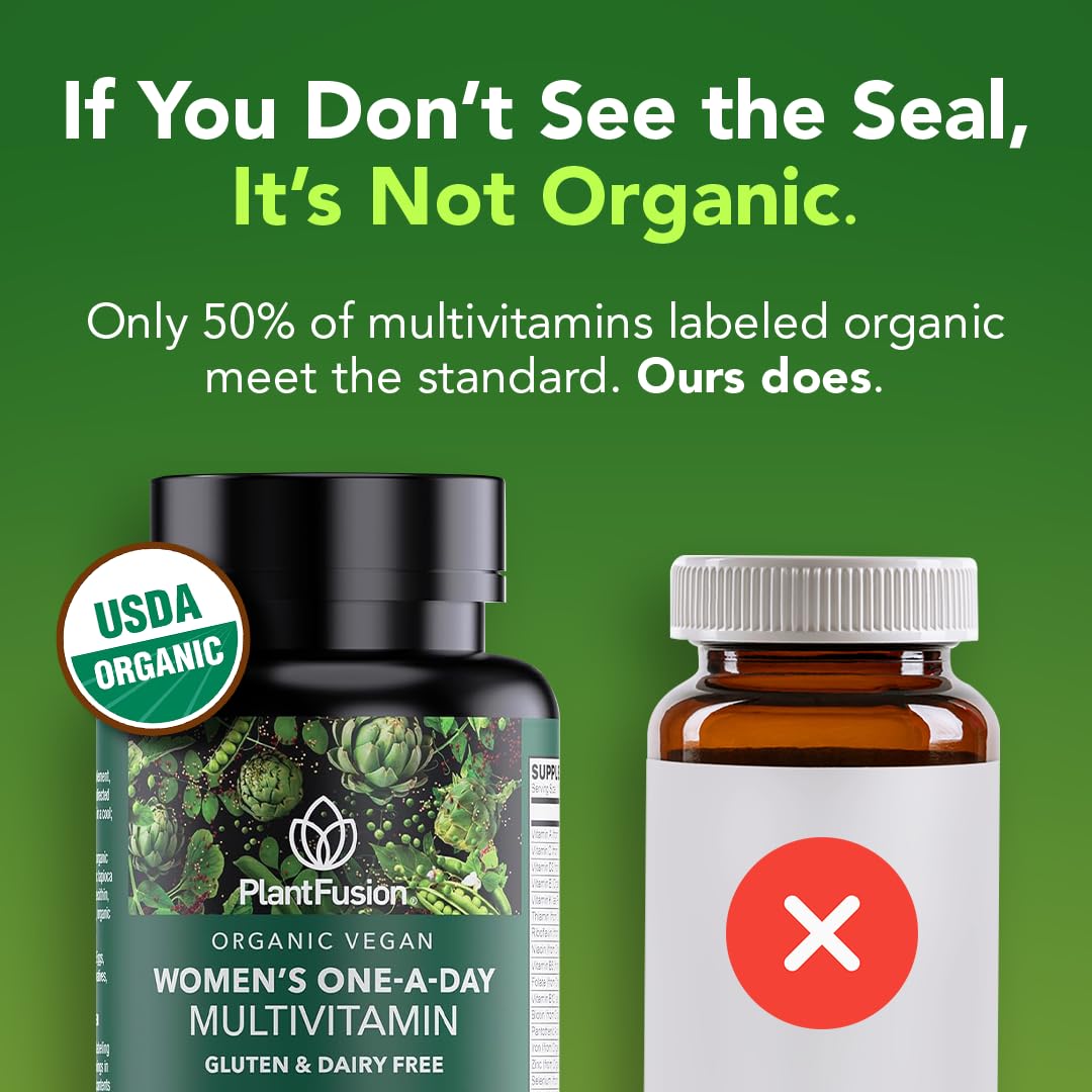 PlantFusion Organic Multivitamin for Women bottle side view