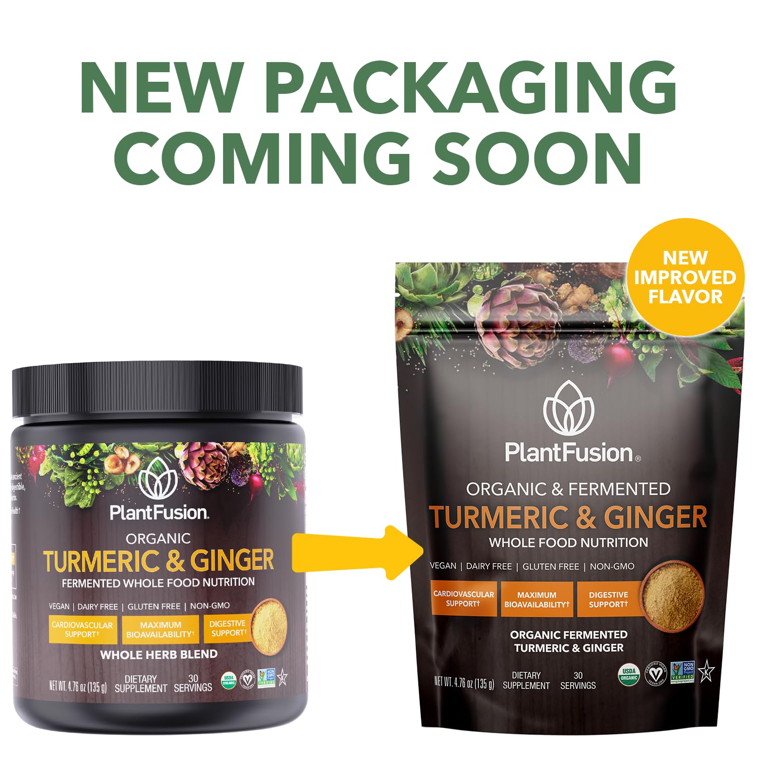 PlantFusion Turmeric & Ginger Drink Mix ingredients close-up