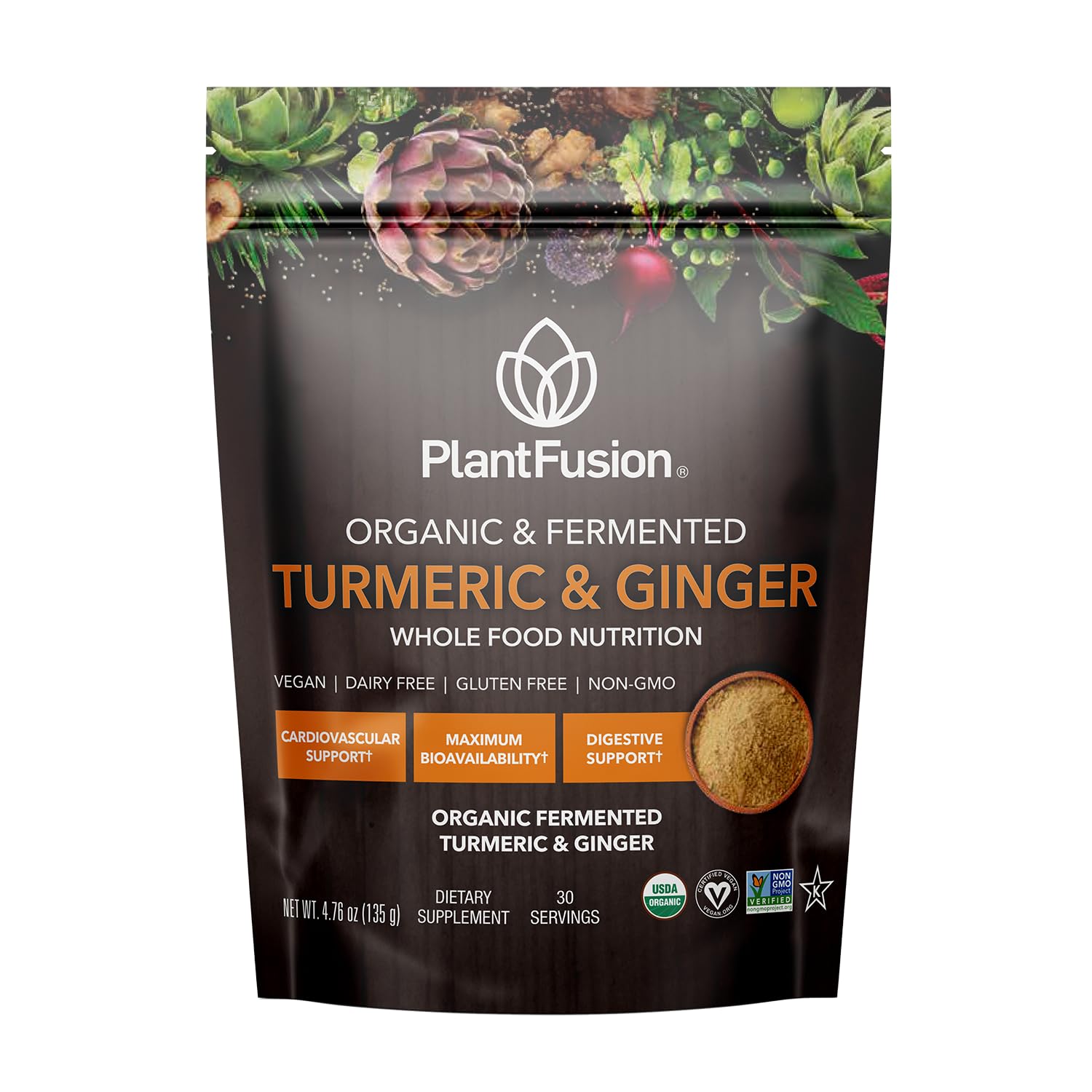 PlantFusion Turmeric & Ginger Drink Mix packaging front view