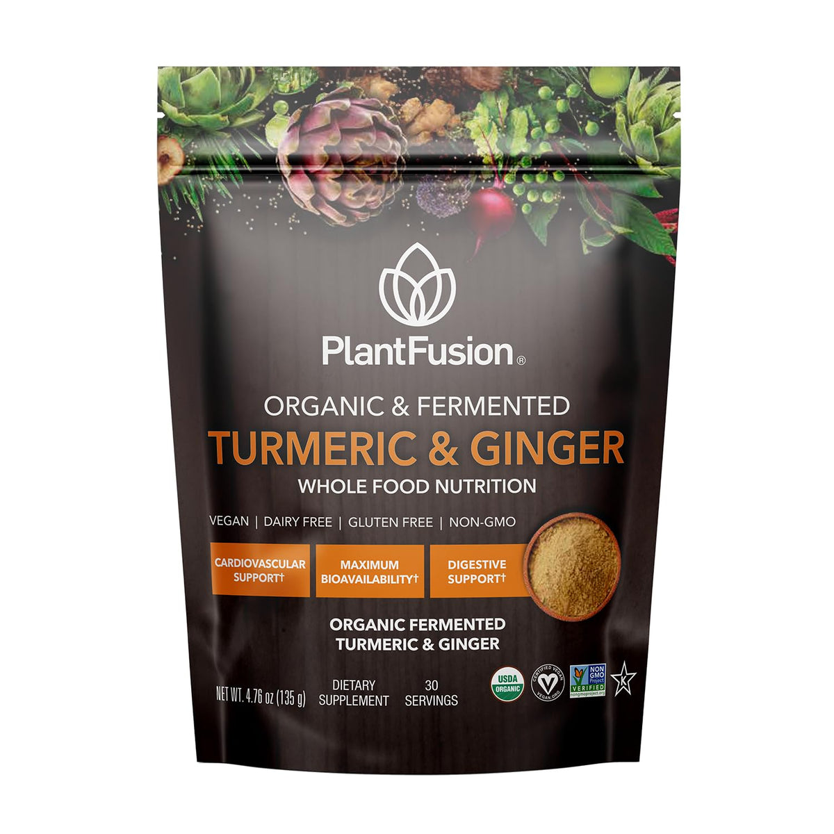 PlantFusion Turmeric & Ginger Drink Mix packaging front view