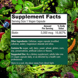 PlantFusion Vegan Biotin Supplement 5000mcg capsules in a bowl