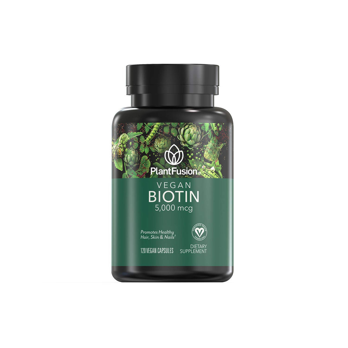 PlantFusion Vegan Biotin Supplement 5000mcg front view